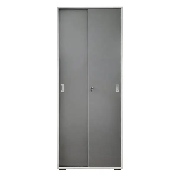 Dulap office 2U culisante gri+alb2