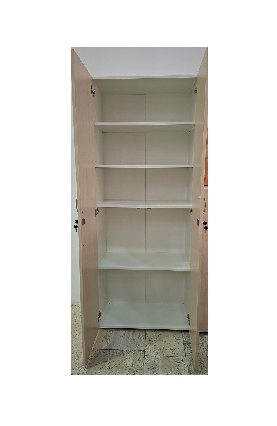 Dulap BIBLIORAFT dublu 2U alb+mesteacan