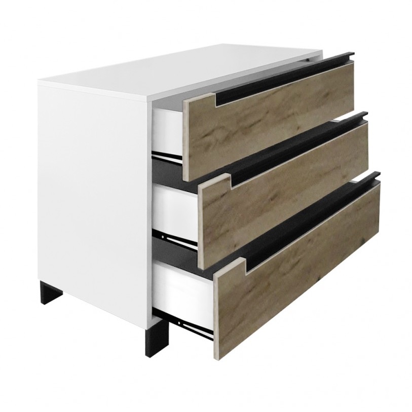 Comoda Santa Fe II, alb/stejar kraft