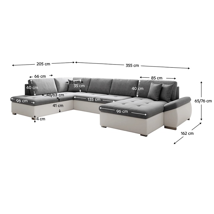 Coltar extensibil MATAR U, alb/gri